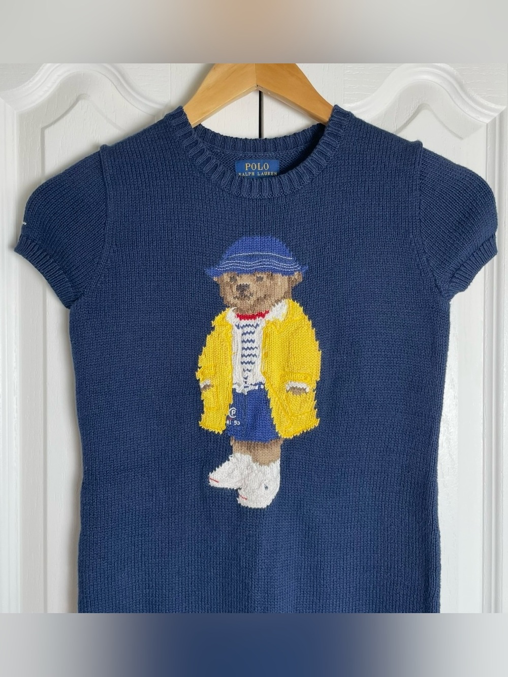 Polo Ralph Lauren Kid's Girls Blue Polo Bear Sweater Dress Size M (8-10) Blue - Picture 3 of 16